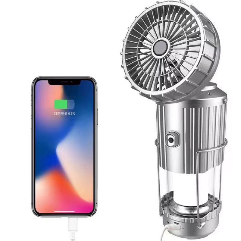 Portable Camping Lanterns Electric Fan 1500mAh2400mA LED Solar Power Hanging Tent Rechargeable Outd 1