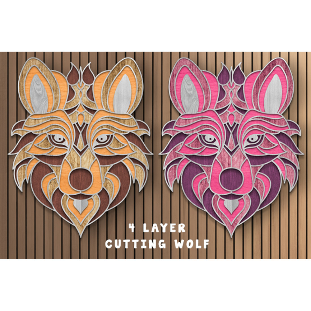 Multilayer 3D Wolf Laser Cut Bundle 2