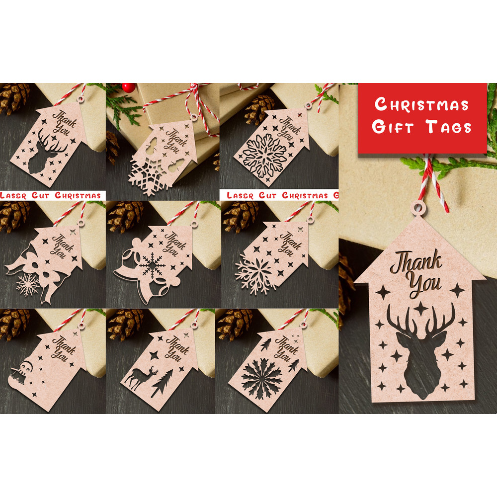 Laser Cut Christmas Gift Tags SVG Bundle 0