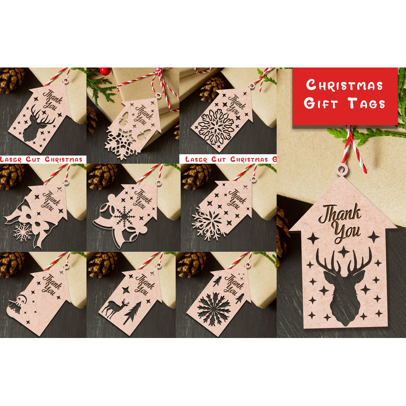 Laser Cut Christmas Gift Tags SVG Bundle 0