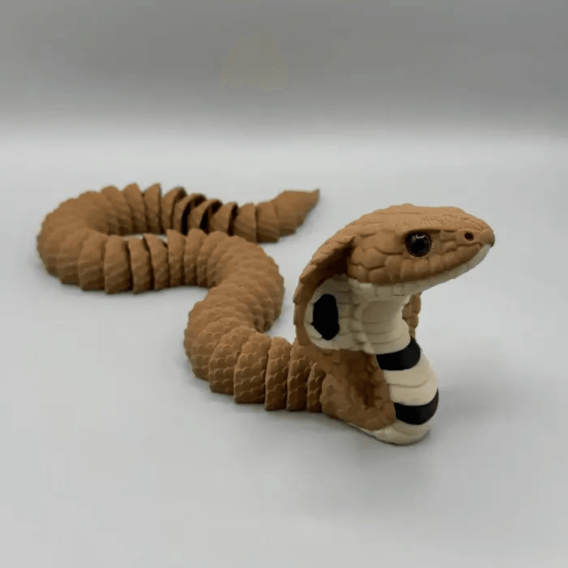 Articulated Cobra Snake Figurine 8mm Glass Eyes STL File 1