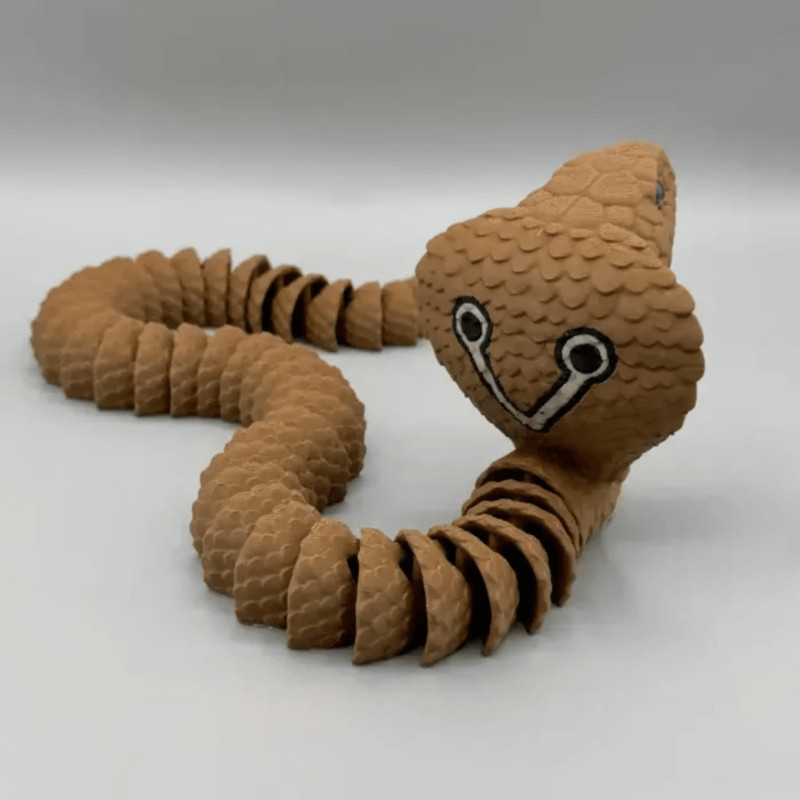 Articulated Cobra Snake Figurine 8mm Glass Eyes STL File 2