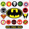 Superhero logo clipart featuring iconic designs perfect for Cricut projects Tshirt printing and