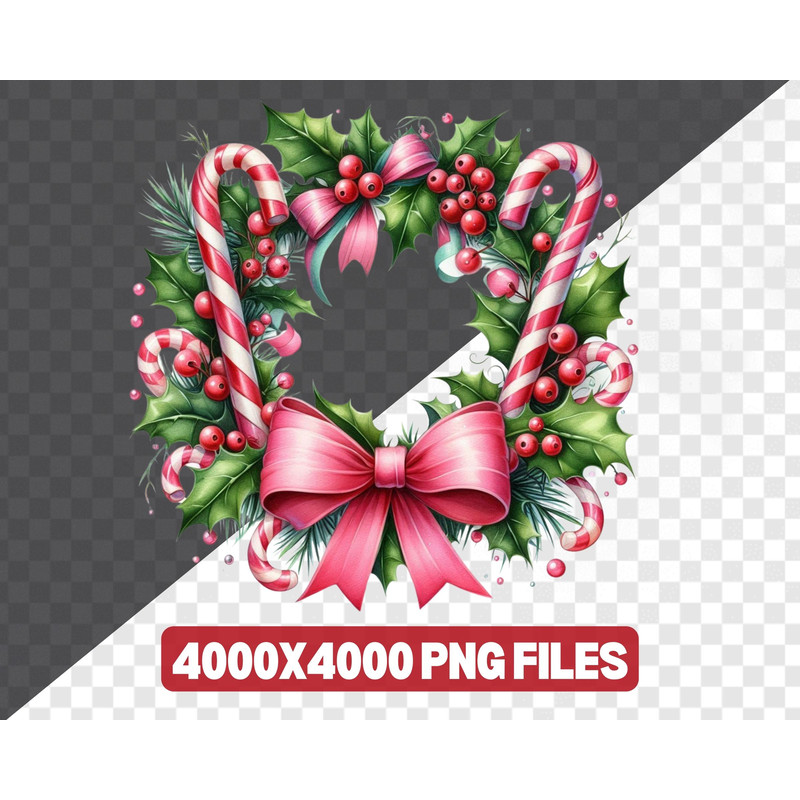 Watercolor Candy Cane Clipart Christmas Sweet PNG Holiday Winter Design Xmas Candy Cane Vector Art