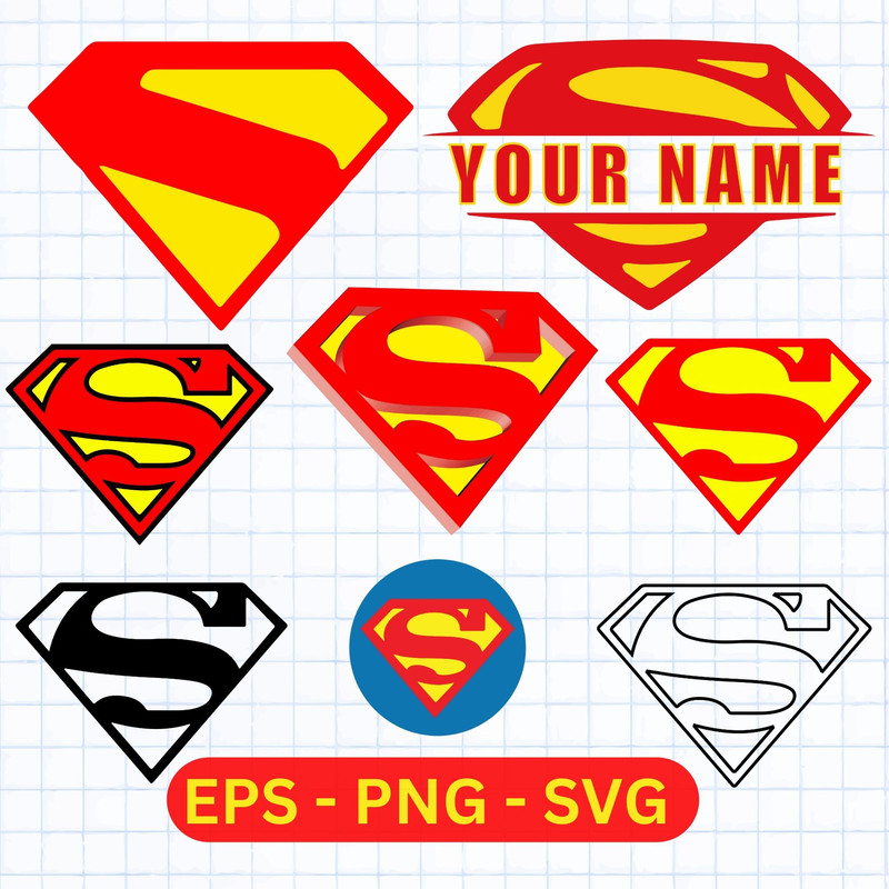 Superhero SVG Cut Files Bundle Superman Logo Designs for Personal and Commercial Use