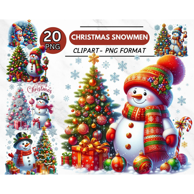 Christmas Snowman Clipart Cute Watercolor Snowman PNG Winter Sublimation Design Junk Journal Clipar 1