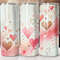 Valentines Day Tumbler Wrap 20oz Skinny Sublimation PNG Design With Red Glitter Hearts 0