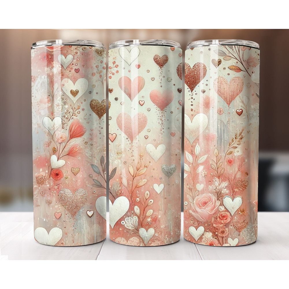 Romantic Rose Glitter Tumbler Wrap For Valentines Day 20oz Skinny Sublimation Design Straight And T 0