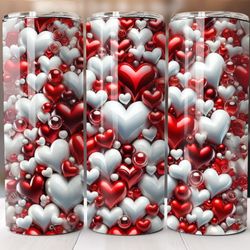 valentines day tumbler wrap, 20oz skinny sublimation png design, gnome glitter hearts, straight and tapered style