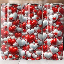 valentines day tumbler wrap, 20oz skinny sublimation png design, ombre glitter hearts, straight and tapered style