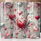 Valentines Day Tumbler Wrap 20oz Sublimation PNG Watercolor Hearts And Roses Straight And Tapered 0