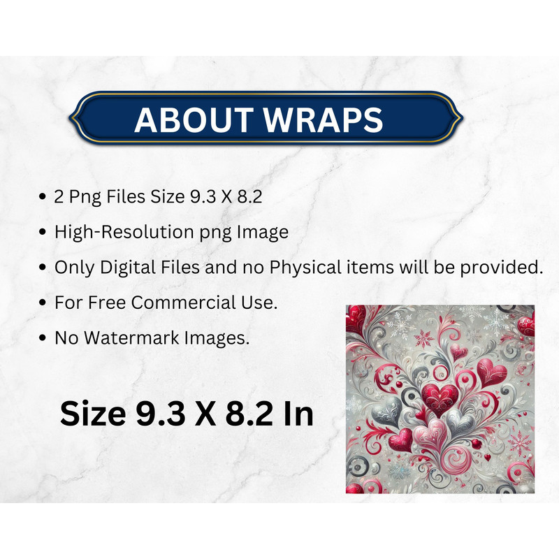 Valentines Day Tumbler Wrap PNG 20oz Skinny Sublimation Glitter Hearts Design Straight Tapered Omb 1