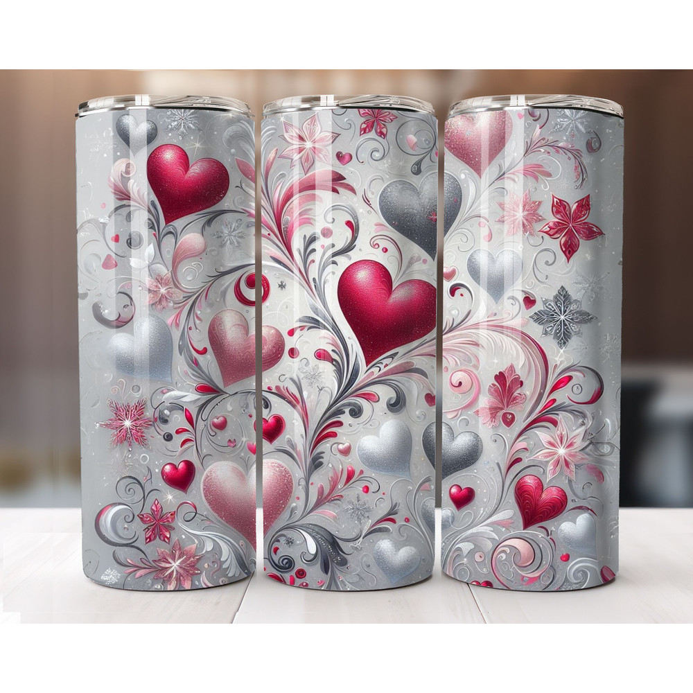 Valentines Day Tumbler Wrap20oz Skinny Tumbler Wrap PNG Valentines Sublimation Design Ombre Hearts 0