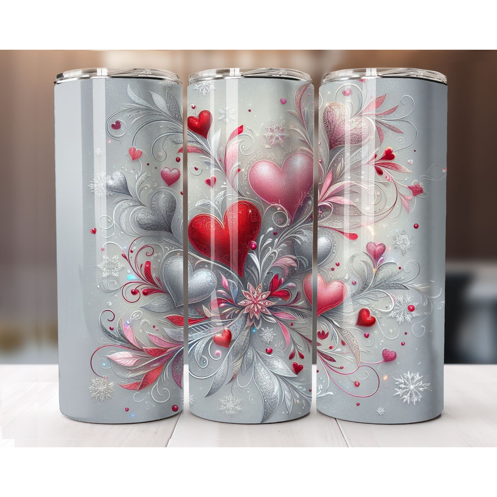 Valentines Day Tumbler WrapLove Tumbler Wrap 20oz Skinny Sublimation PNG Cute Pink Hearts Straight 0