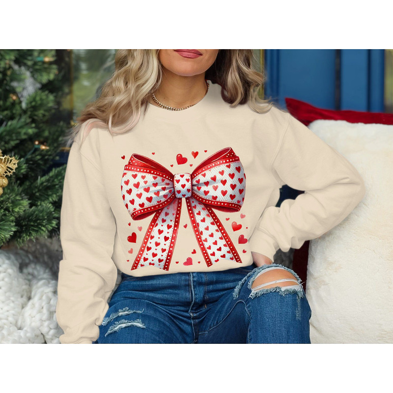 Coquette Bow Valentine PNG Girly Heart Bow Clipart Sublimation TShirt Design Digital File For DIY C 1