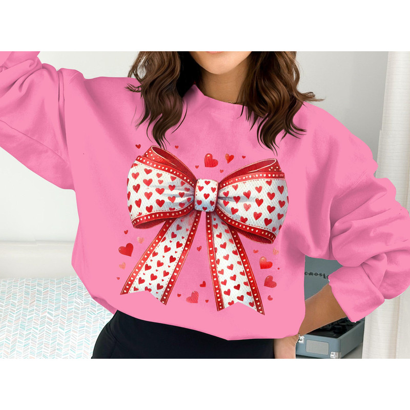 Coquette Bow Valentine PNG Girly Heart Bow Clipart Sublimation TShirt Design Digital File For DIY C 0