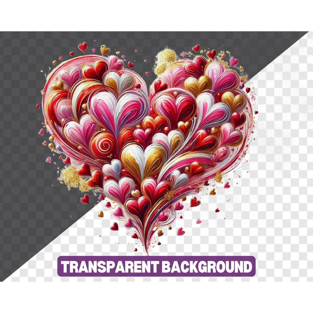 Valentine Heart PNG Romantic Love Clipart Watercolor Heart Sublimation Digital Download 4