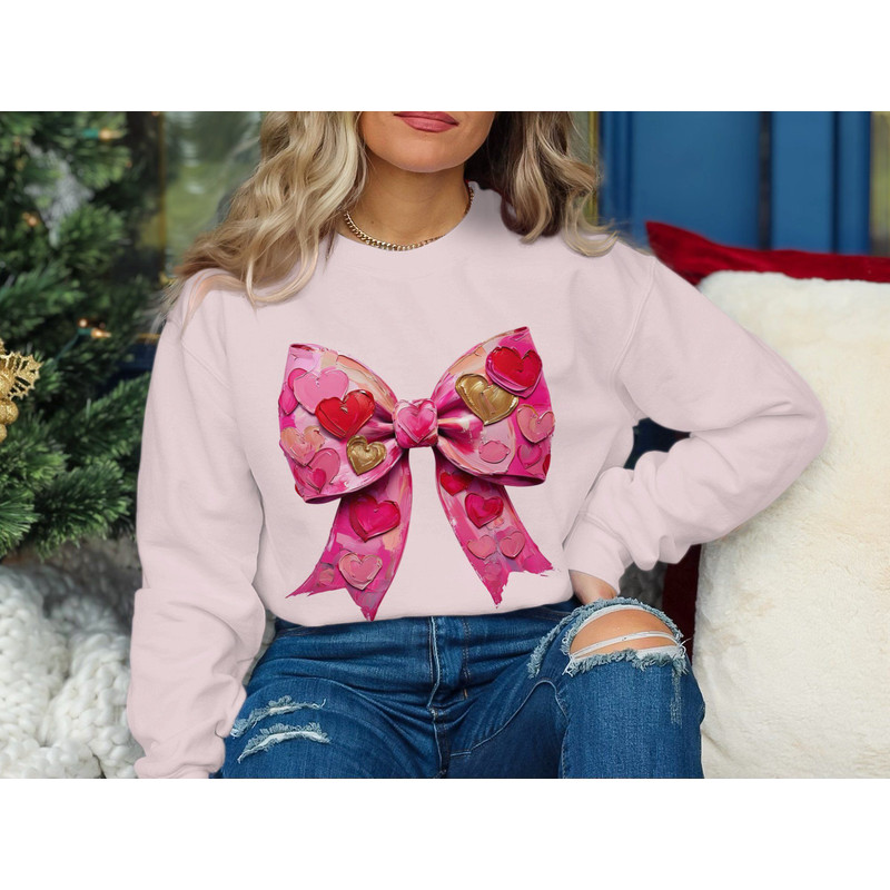 Valentine Heart Bow PNG Aesthetic Love Clipart Watercolor Heart Sublimation Digital Download 2