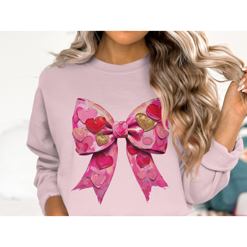 Valentine Heart Bow PNG Aesthetic Love Clipart Watercolor Heart Sublimation Digital Download 0