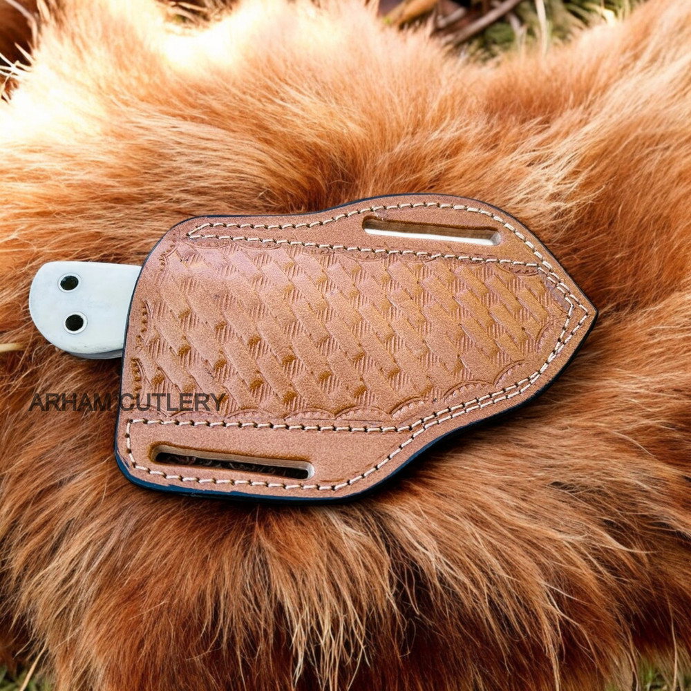 Farrier Rasp File Fixed Blade EDC Knife With Leather Sheath 1