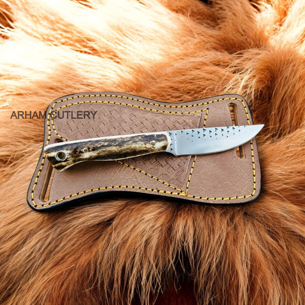 Handmade Rasp File Knife With Stag Horn Scales 2