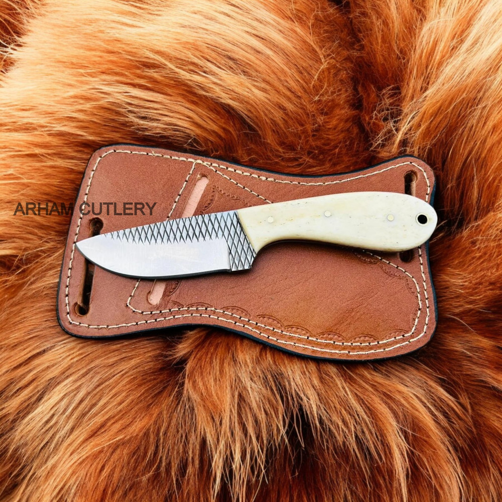 Camel Bone Knife Hand Forged Rasp File Knife 3