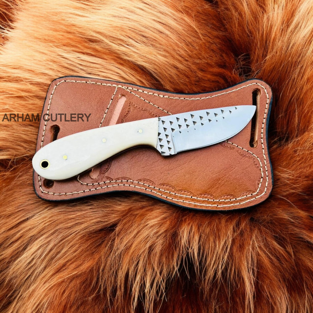 Camel Bone Knife Hand Forged Rasp File Knife 0