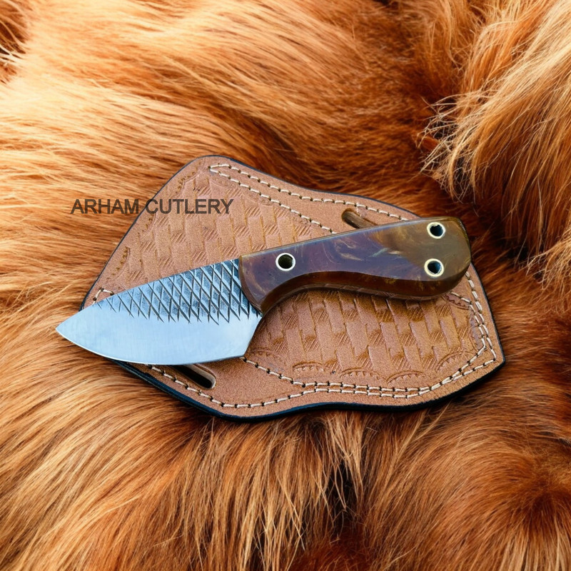 Fixed Blade Knife With Leather Sheath Best Skinning Knife 2