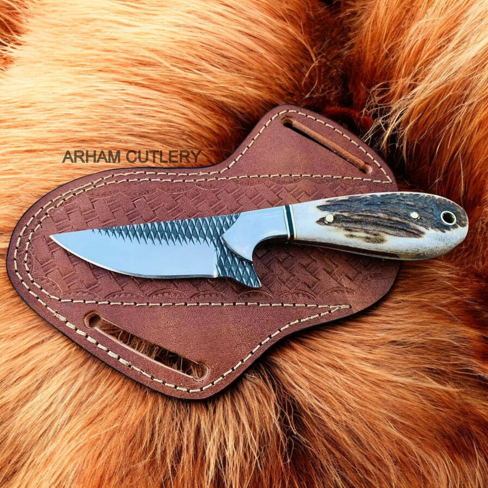 Rasp File Knife With Stag Horn Handle And Steel Bolster 0