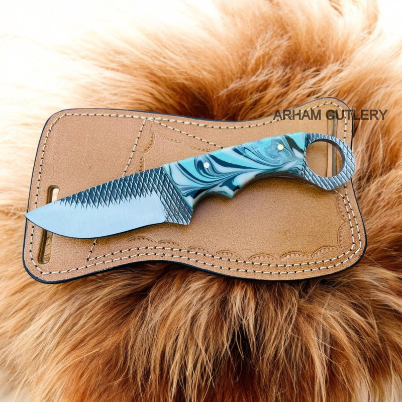 Best Skinning Knife Handmade Rasp File Knife With Leather Sheath 0