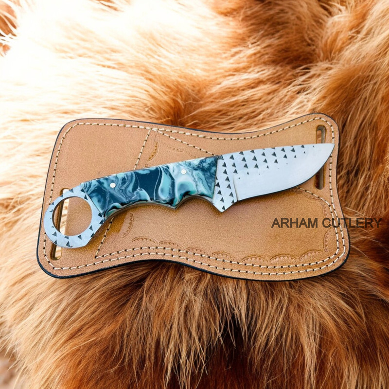 Best Skinning Knife Handmade Rasp File Knife With Leather Sheath 1