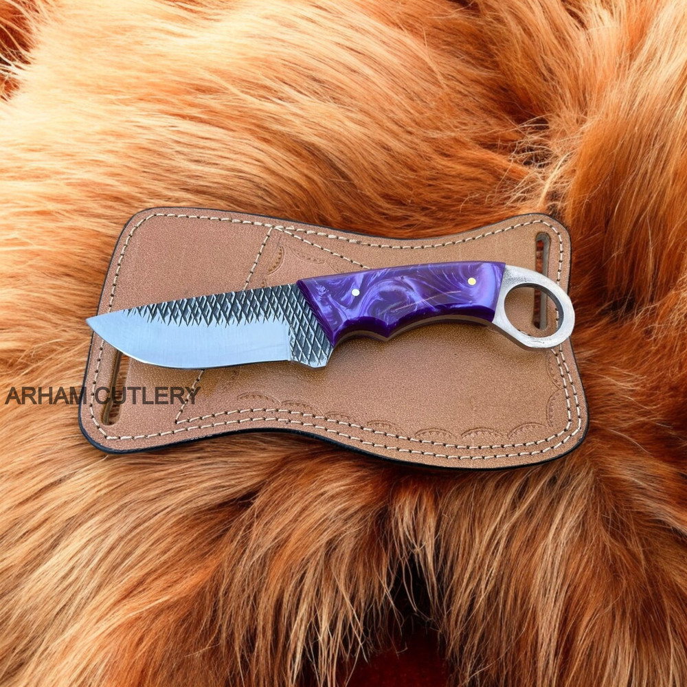 Best Rasp File EDC Skinning With Pan Cake Leather Sheath 0