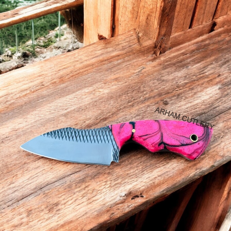 Rasp File Handmade Fixed Blade EDC Knife With Leather Sheath 2