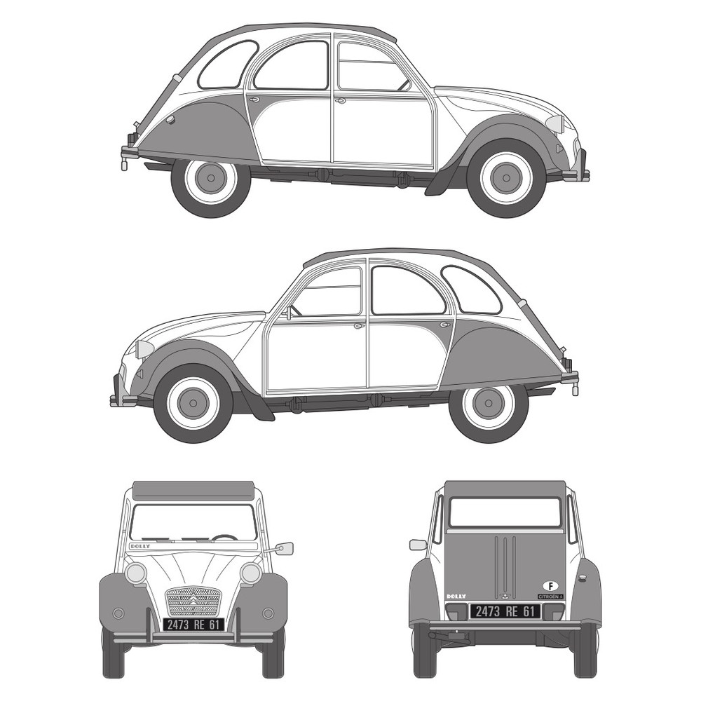CITROEN 2CV Car Blueprint PDF SVG Vector File 0