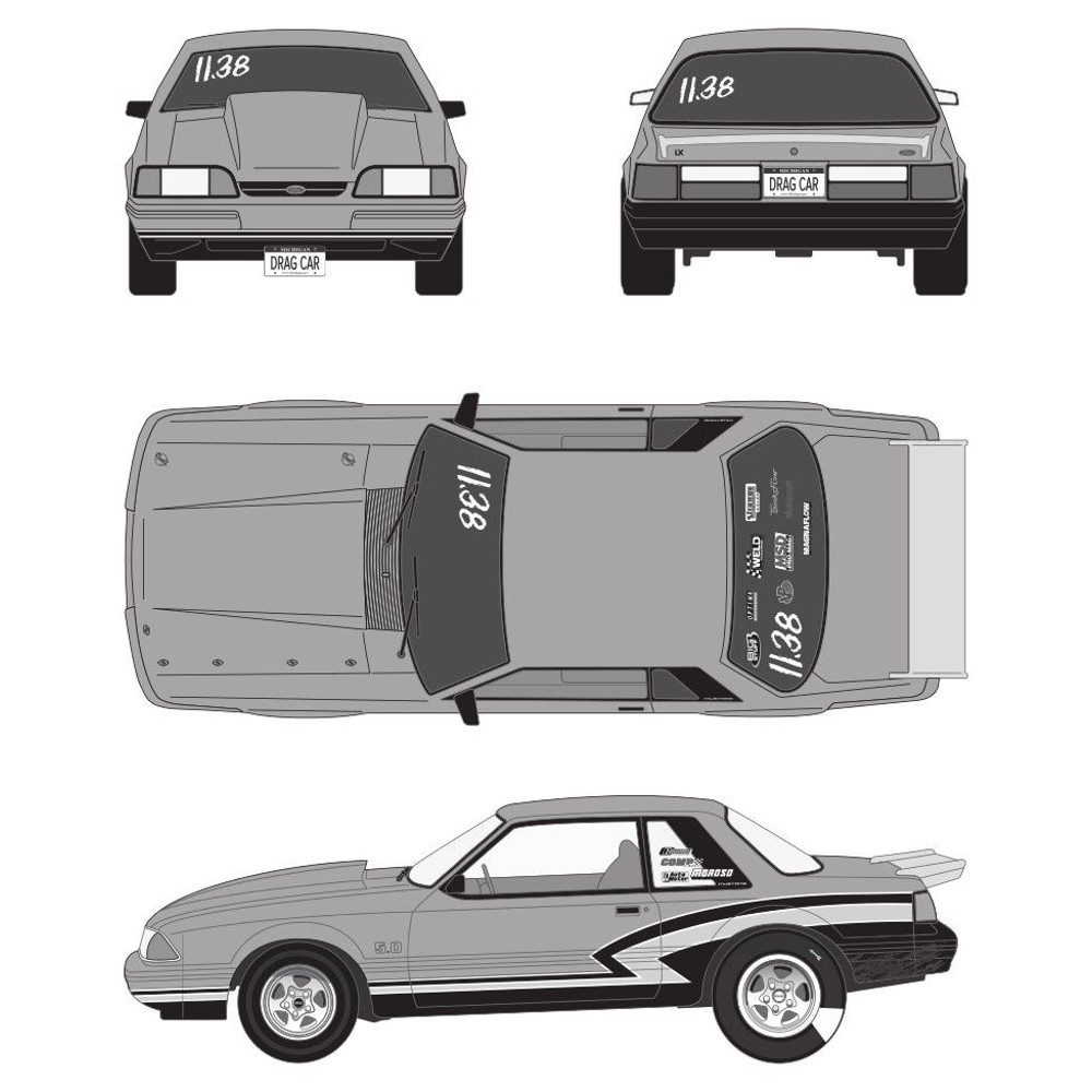 1990 MUSTANG LX 50 DRAG RACER Car Blueprint PDF SVG Vector File 0