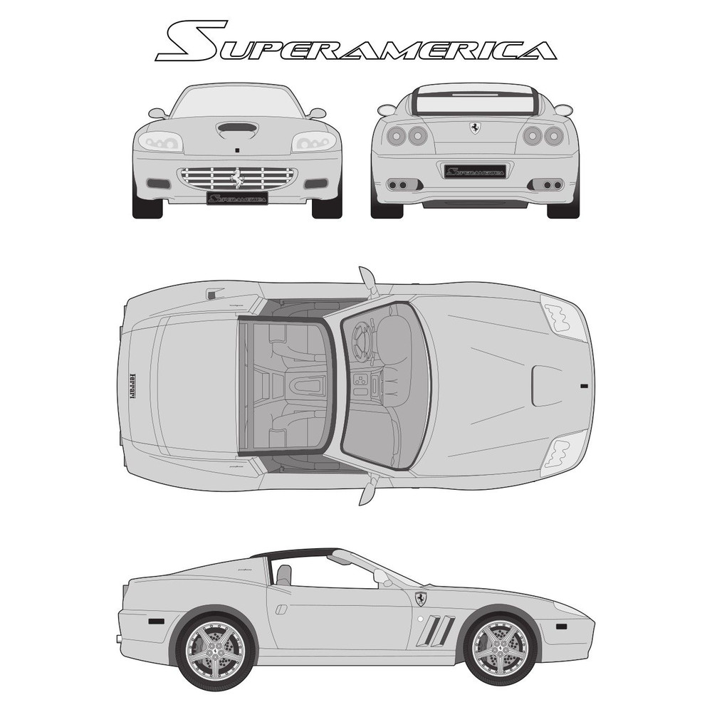 Ferrari Superamerica Car Blueprint PDF SVG Vector File 0