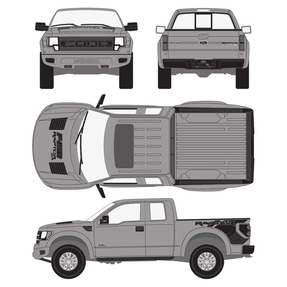 FORD F150 SVT RAPTOR Car Blueprint PDF SVG Vector File 0