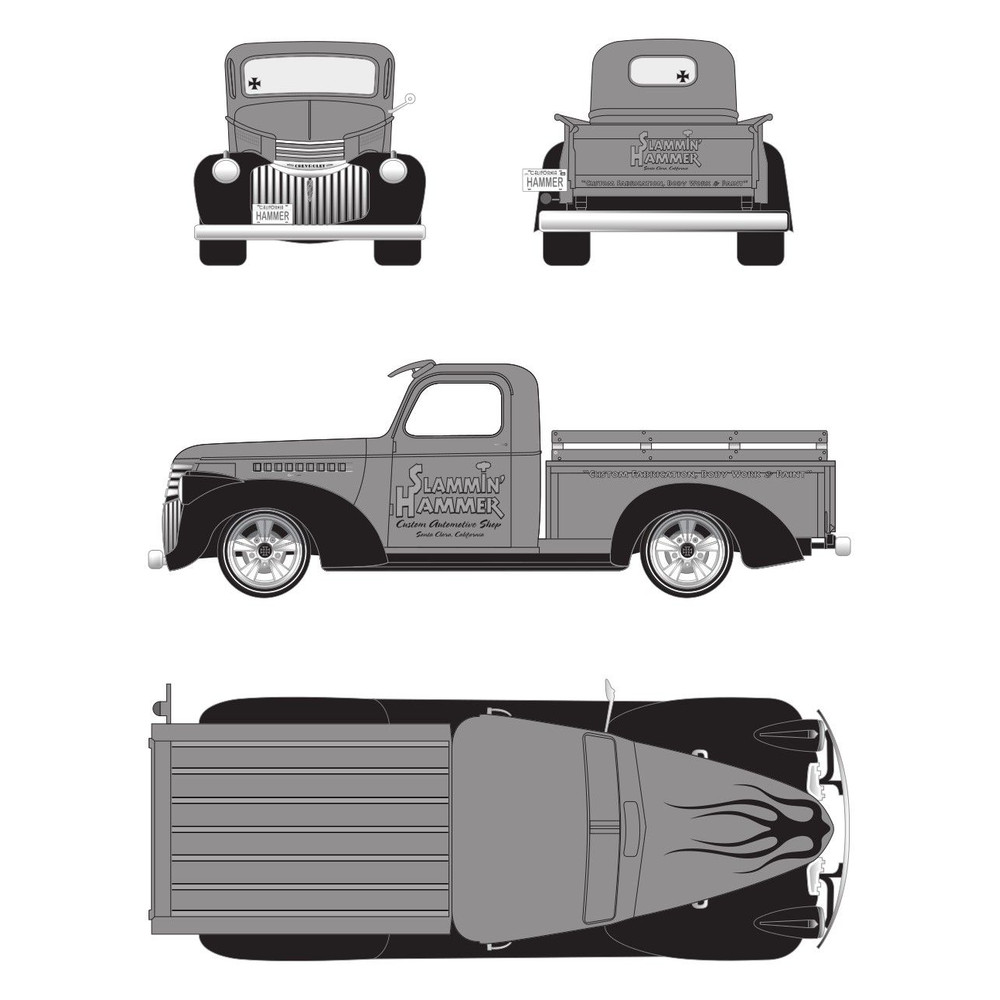 1941 CHEVY PICKUP Car Blueprint PDF SVG Vector File 0