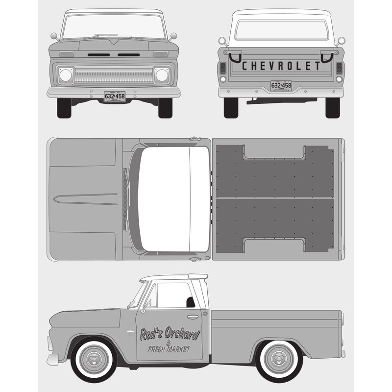 1966 CHEVY FLEETSIDE Car Blueprint PDF SVG Vector File 0