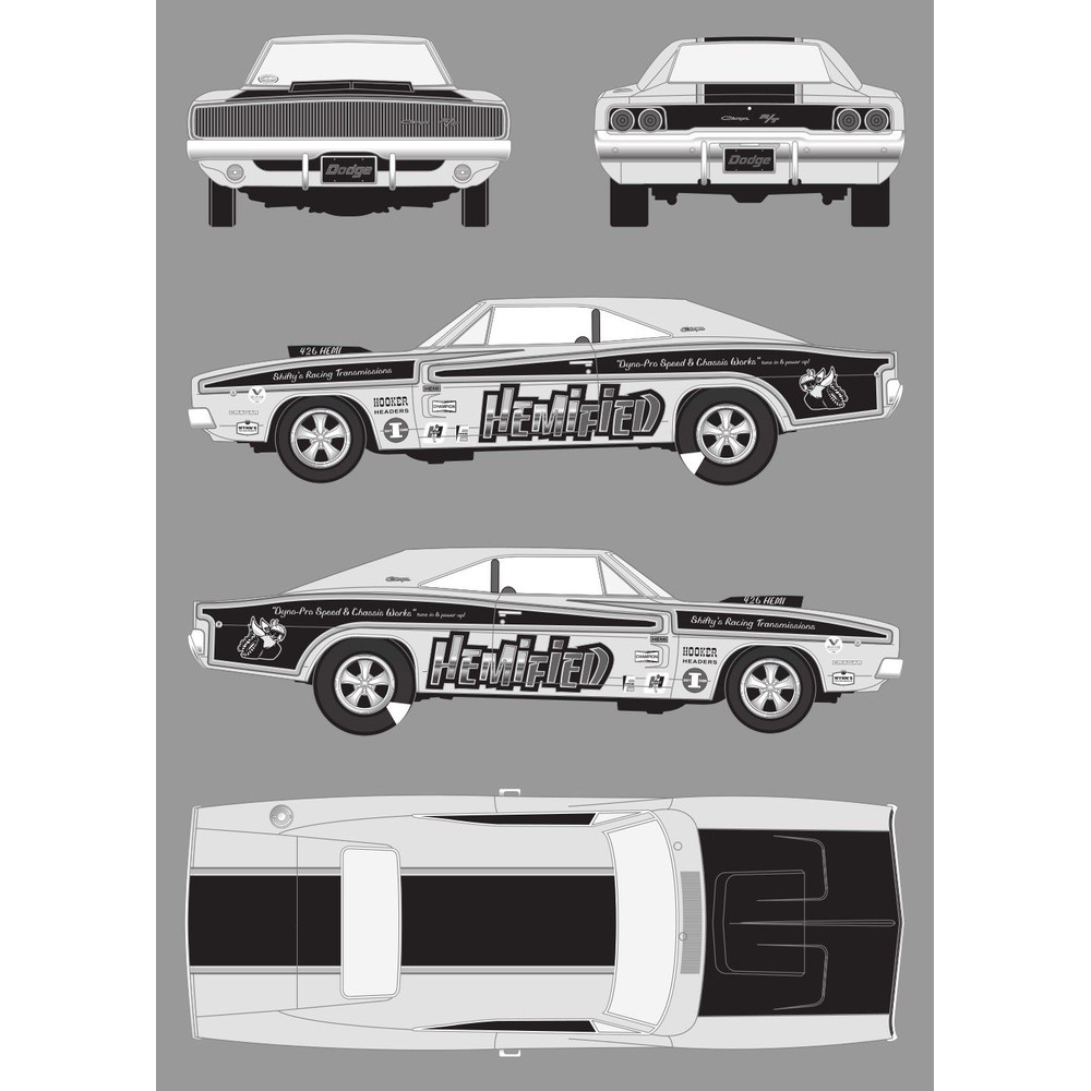 1968 DODGE CHARGER RT Car Blueprint PDF SVG Vector File 0