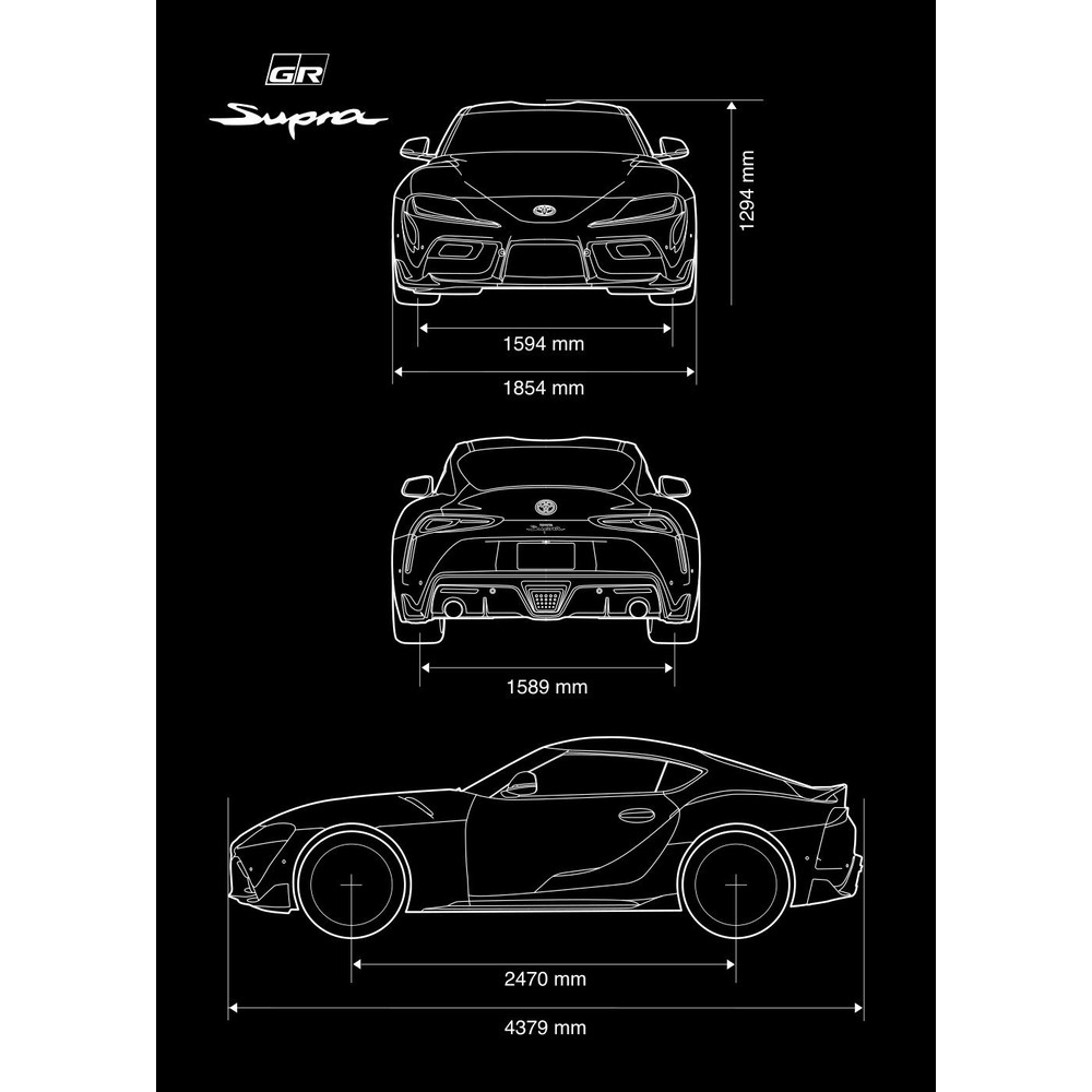 Toyota Supra GR 2023 Car Blueprint PDF SVG Vector File 0