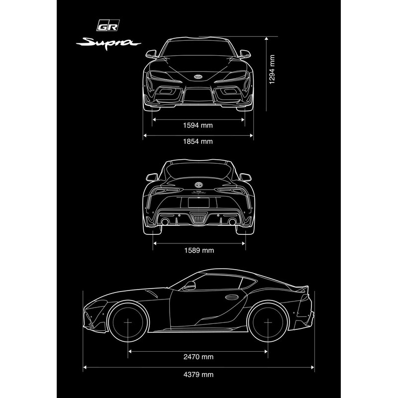 Toyota Supra GR 2023 Car Blueprint PDF SVG Vector File 0