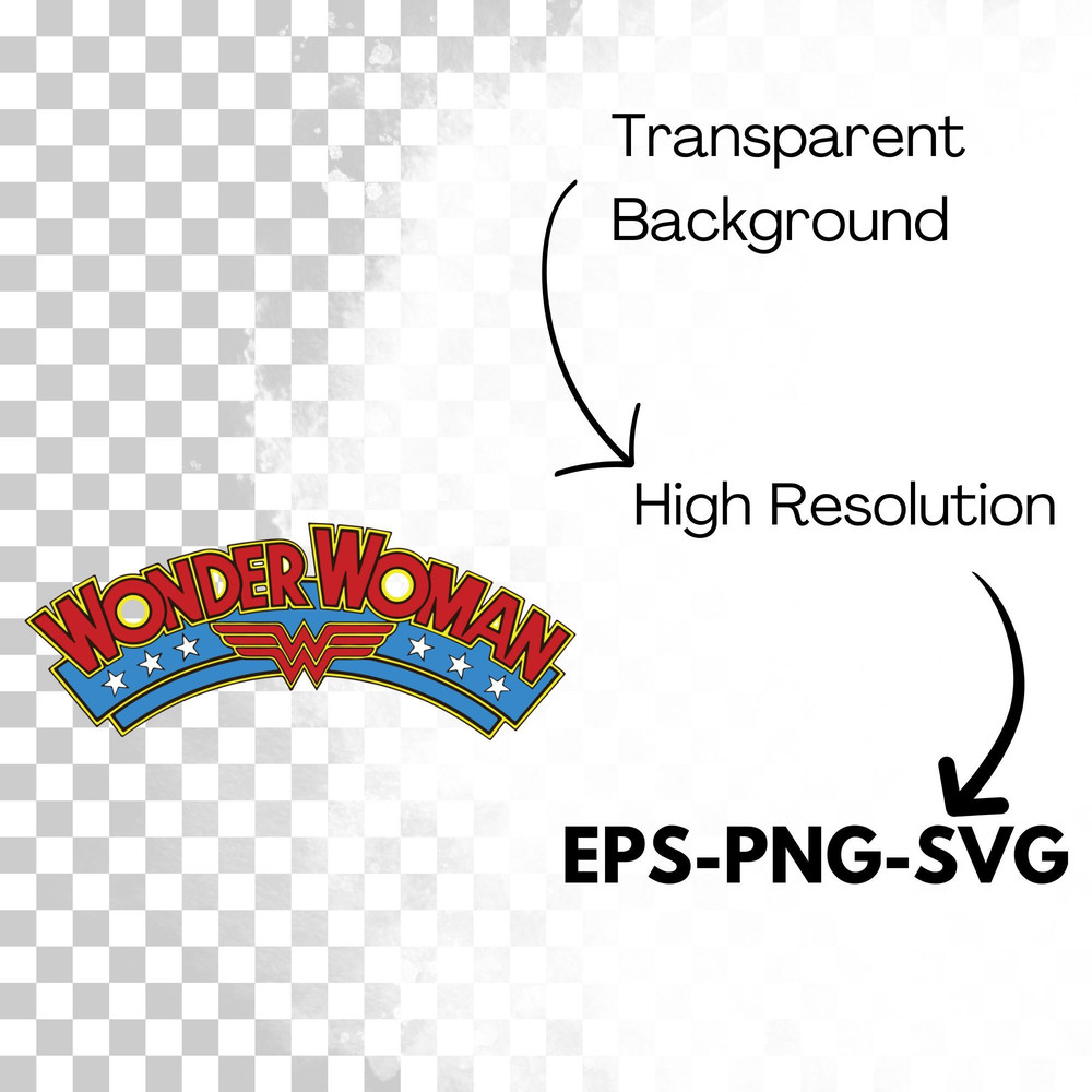 Justice League Wonder Woman clipart with wordmark and Princess Diana line art design perfect