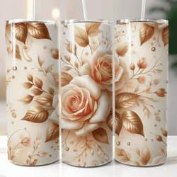 3d pink roses floral tumbler wrap png | 20 oz skinny straight & tapered | sublimation design | instant digital download