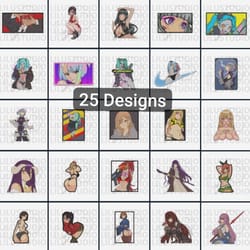 anime embroidery pack 25 woman girls rebecca hinata sarada albedo makima marin nobara fern