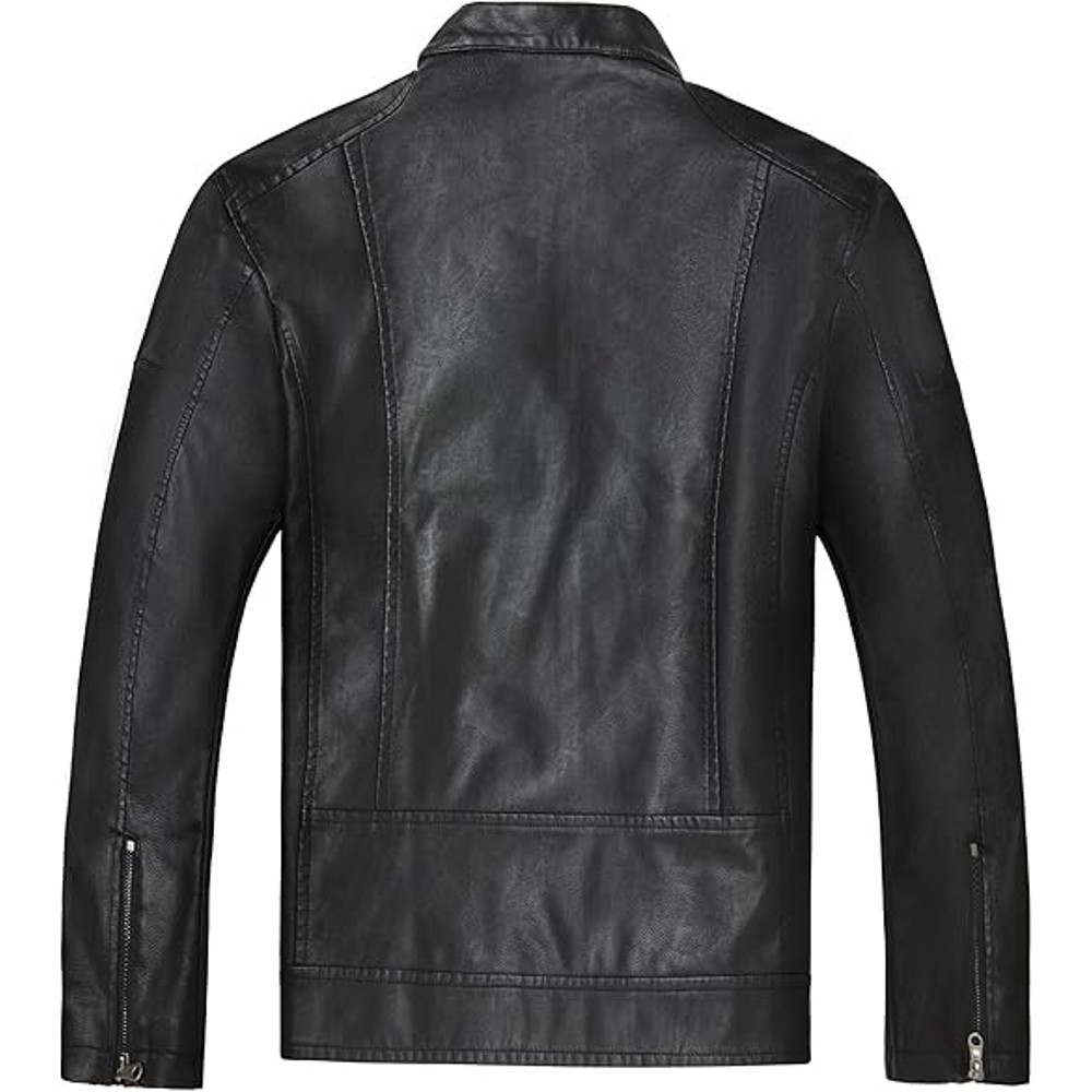 Mens Stand Collar Leather Jacket Motorcycle Lightweight Faux Leather Outwear Bes T Charismas Gift 1