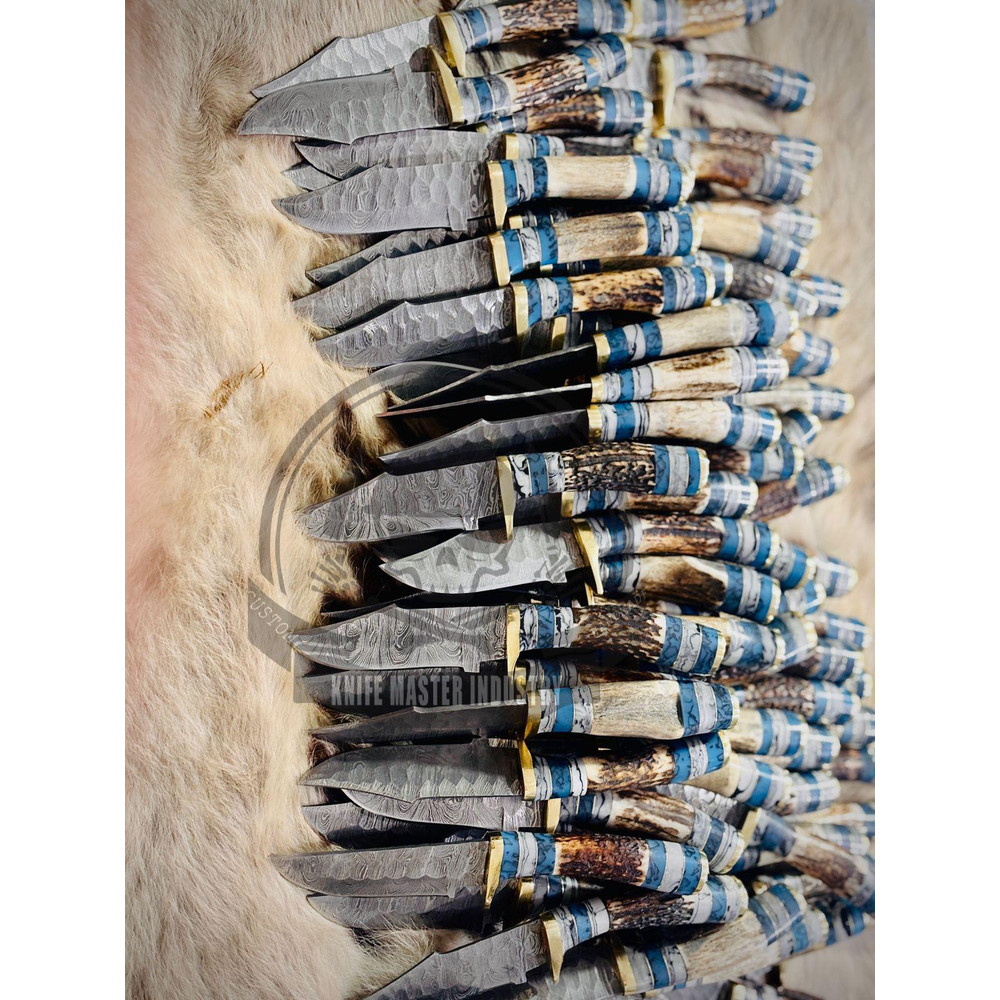 50 Pieces Lot Custom Handmade Hand Forged Damascus Steel Fixed Blade Stag Horn Kniveshand Forged Kn 7