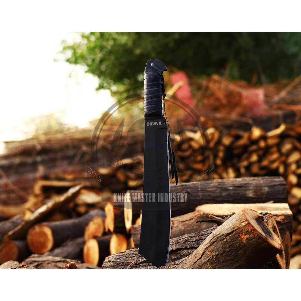 Handmade Stainless Steel Hand Forged Powdercoated Hunting Rambo KnifeFixed Blade Handcrafted Knife 0