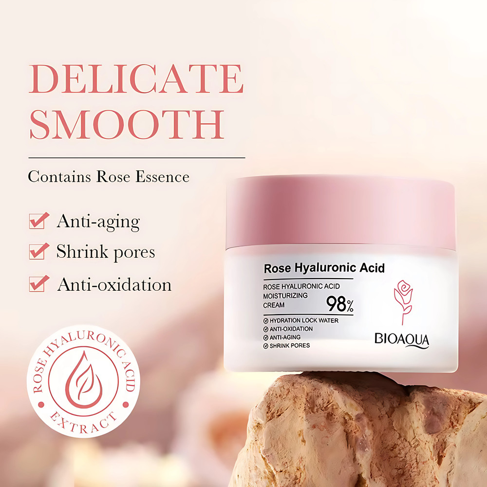 BIOAQUA Rose Hyaluronic Acid Face Cream Skin Care Face Firming Cream Moisturizing Brightening Face 2