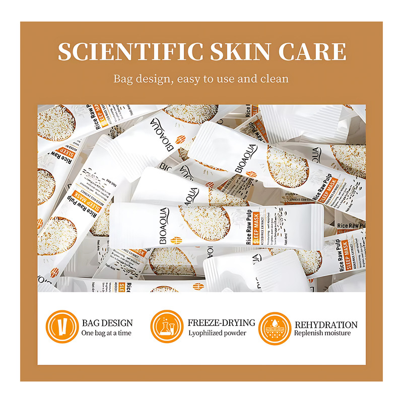 20pcs BIOAQUA Raw Rice Porridge Sleeping Mask Brightening Firming Moisturizing Face Mask Skin Care 1